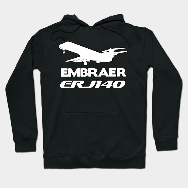 Embraer ERJ140 Silhouette Print (White) Hoodie by TheArtofFlying